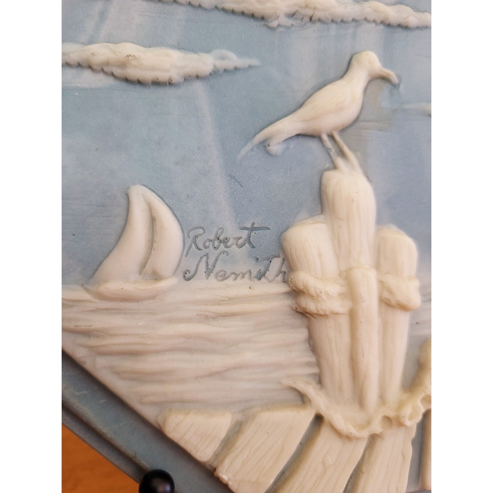 VTG ROBERT NEMITH Intl Designs Signed Incoley Stone Wall Plaque Art Decor 7.5" - Picture 5 of 7